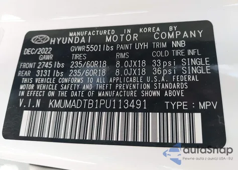 2023 Genesis Gv70 2.5T Awd z USA, uszkodzony, nr VIN KMUMADTB1PU113491